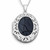 Large fancy filigree sterling silver and Whitby Jet oval locket pendant necklace