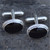 925 Sterling silver cufflinks with oval rope edge Whitby Jet stones and swivel T bar fastenings