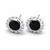 Large round beaded sterling silver stud earrings with hand carved Whitby Jet