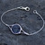 Hand crafted 925 sterling silver Whitby Jet round stone wishbone bracelet