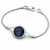 Hand crafted 925 sterling silver Whitby Jet round stone wishbone bracelet