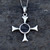 Hand crafted sterling silver and Whitby Jet Cross Pattee pendant necklace