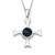 Hand crafted sterling silver and Whitby Jet Cross Pattee pendant necklace