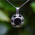 Whitby Jet sterling silver round chain link pendant necklace hand crafted 