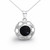 Whitby Jet sterling silver round chain link pendant necklace hand crafted 
