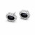 Hand crafted fancy oval scroll and bead sterling silver and Whitby Jet stud earrings