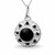 Circular sterling silver floral pendant necklace with hand carved round Whitby Jet