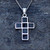 Hand crafted Sterling silver Whitby Jet Multi square stone Cross Pendant necklace