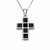 Hand crafted Sterling silver Whitby Jet Multi square stone Cross Pendant necklace