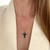 Sterling Silver Whitby Jet Six Square Stone Cross Pendant Necklace 001ABC