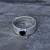 Sterling silver wide band ring with Whitby Jet love heart stone