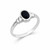 Sterling silver ring with ribbed shoulder and oval Whitby Jet stone