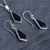 Hand crafted sterling silver Whitby Jet diamond shaped pendant earrings matching set