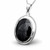 Hand crafted sterling silver Whitby Jet large oval locket pendant necklace