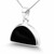 Hand crafted large semi circular sterling silver Whitby Jet pendant necklace