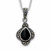 Glamorous Whitby Jet Swiss Marcasite Sterling silver teardrop stone necklace