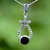 Whitby Jet and Swiss Marcasite sterling silver wishbone fancy pendant necklace