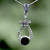 Whitby Jet and Swiss Marcasite sterling silver wishbone fancy pendant necklace