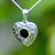 Traditional fancy Whitby Jet and 925 silver heart necklace