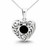 Hand crafted textured Whitby Jet sterling silver scroll pendant necklace round stone