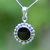 Circular beaded 925 silver necklace with Whitby Jet