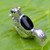 Hand crafted small solid silver squirrel ornament with Whitby Jet