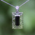 Hand crafted Whitby Jet and sterling silver oblong filigree pendant