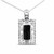 Hand crafted Whitby Jet and sterling silver oblong filigree pendant