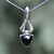 Hand crafted sterling silver pendant necklace with curved triangle Whitby Jet cabochon