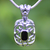 Ornate sterling silver filigree pendant with Whitby Jet on thick silver snake chain