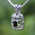 Deep Sterling Silver Whitby Jet Filigree Pendant Necklace 417P