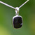 Modern 925 silver necklace with rounded rectangular Whitby Jet stone