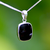 Modern 925 silver necklace with rounded rectangular Whitby Jet stone