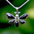 Handmade large butterfly necklace with five hand carved Whitby Jet stones