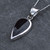 Large Whitby Jet and sterling silver reverse teardrop pendant necklace