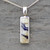 Hand crafted  925 silver necklace with rectangular Derbyshire Blue John stone