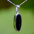 Contemporary long oval 925 silver and Whitby Jet necklace