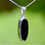 Contemporary long deep oval 925 silver and Whitby Jet necklace