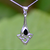Long sterling silver Celtic pendant necklace with teardrop shaped Whitby Jet 