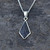 Diamond shaped sterling silver and Whitby Jet pendant necklace