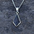 Diamond shaped sterling silver and Whitby Jet pendant necklace