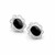 Hand crafted large oval sterling silver and Whitby Jet rope and frill stud earrings