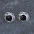 Hand crafted large sterling silver and Whitby Jet scroll edge stud earrings