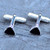Gents sterling silver and Whitby Jet curved triangle T bar cufflinks