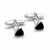 Hand crafted 925 silver curved triangular swivel bar cufflinks with organic black stones