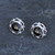 Large round sterling silver and Whitby Jet stud earrings with rope frill bead edge