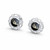 Large round sterling silver and Whitby Jet stud earrings with rope frill bead edge