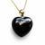Large hand carved Whitby Jet puff heart pendant with 9ct yellow gold chain