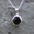 Sterling Silver Whitby Jet Deep Hexagon Pendant Necklace 454P