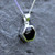 Sterling silver Whitby Jet deep hexagon pendant with solid silver reverse